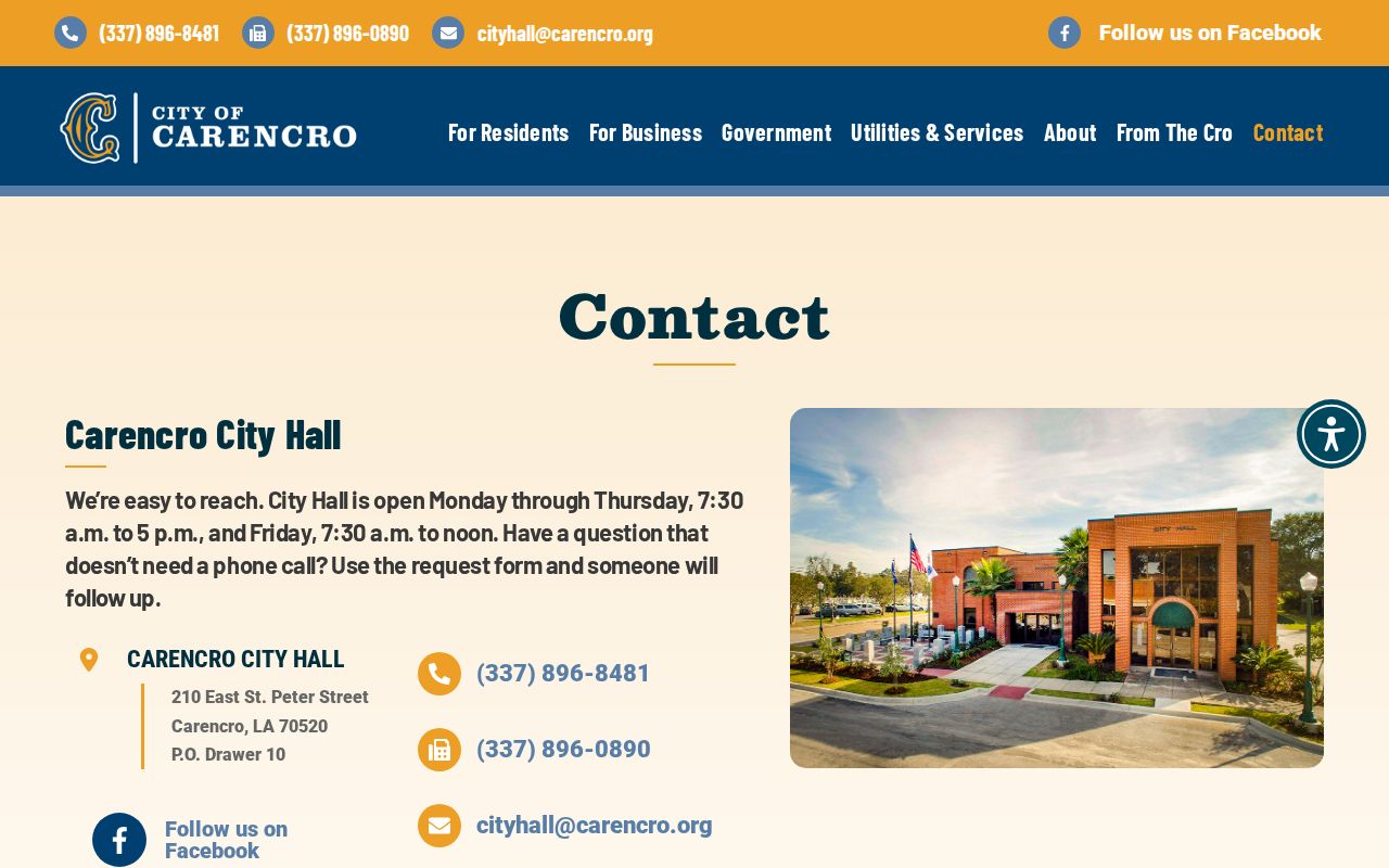 Carencro court docket City Hall contact route