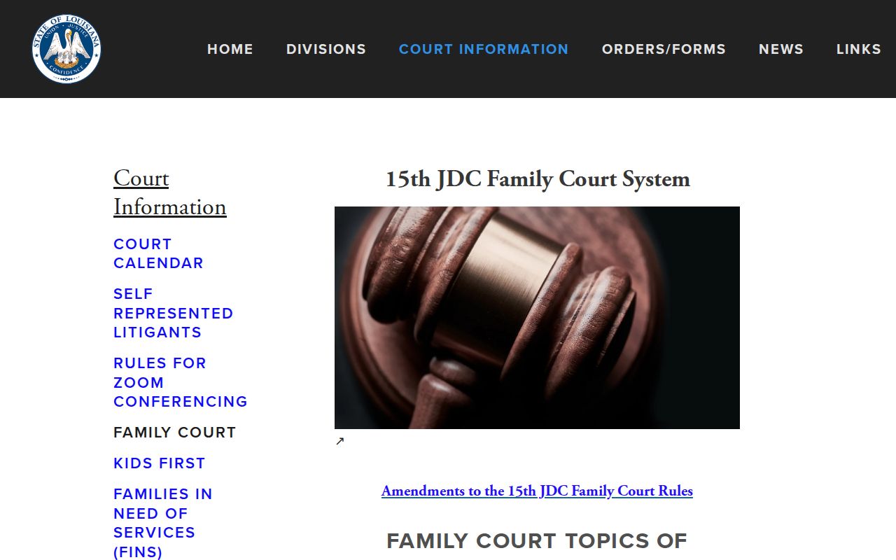 Lafayette Parish civil docket family court routing information