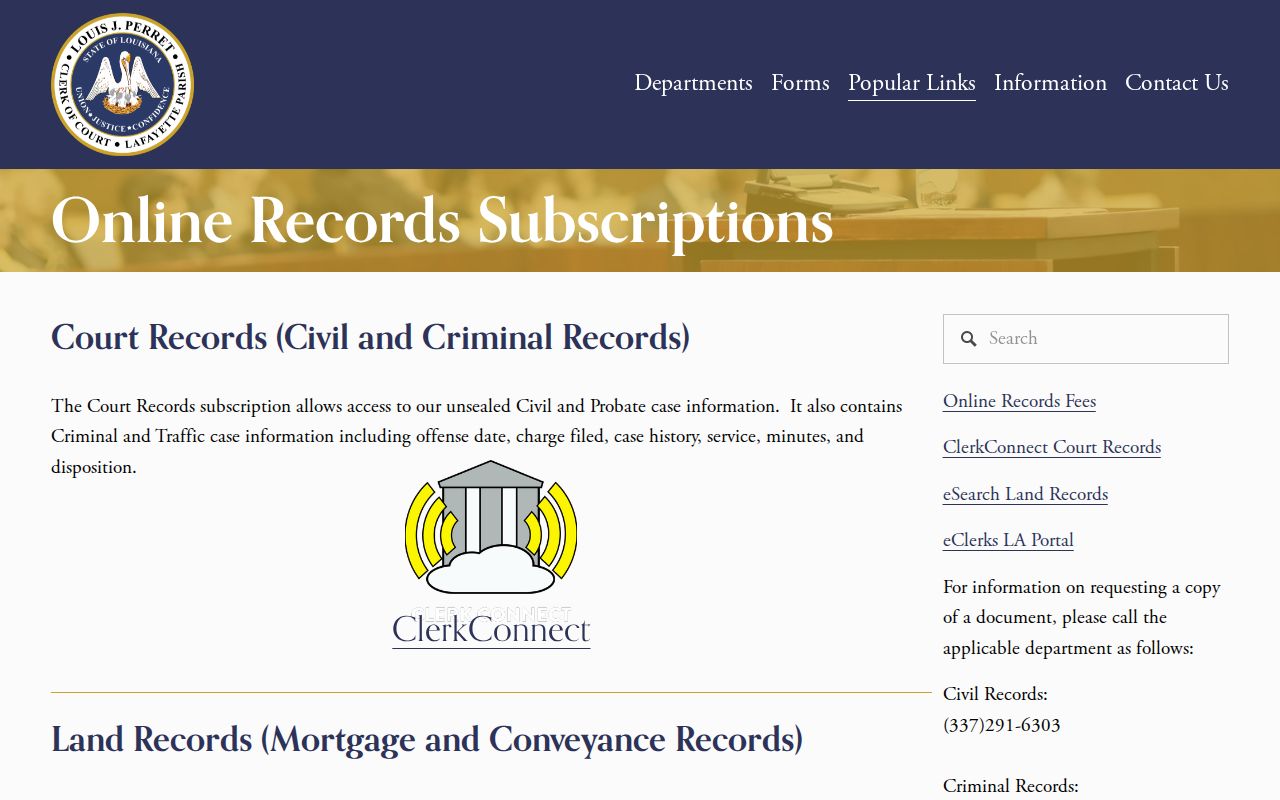 Lafayette Parish court docket ClerkConnect and online record categories