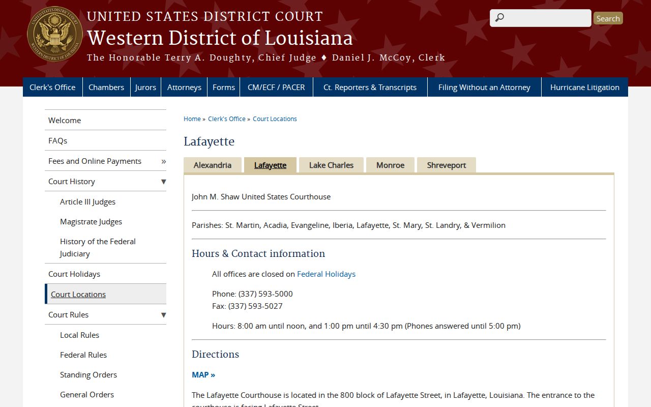 Lafayette Parish court docket federal courthouse record access