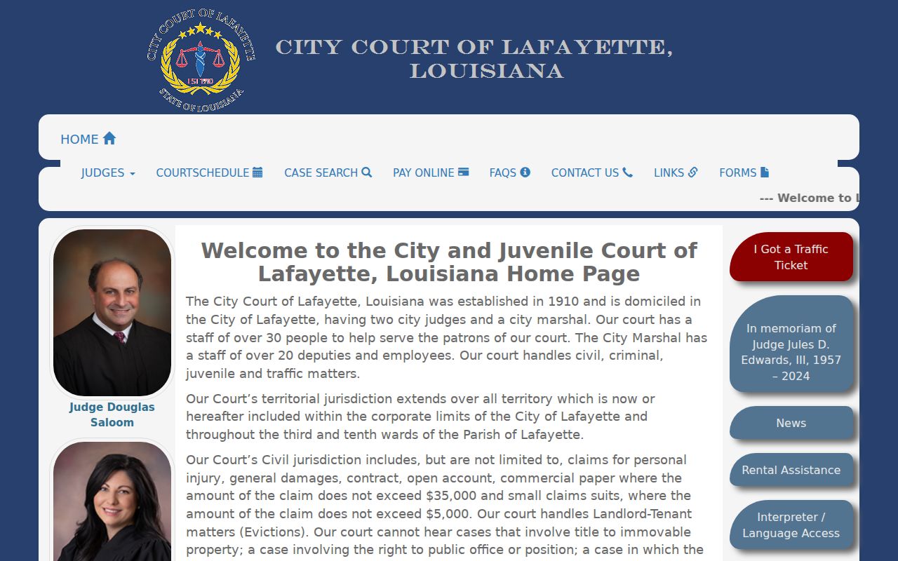 Lafayette court docket City Court information