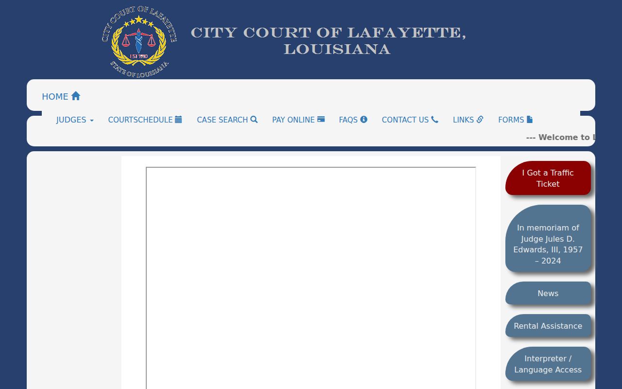 Lafayette court docket schedule page